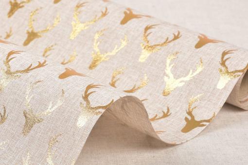 Weihnachtsstoff Holy Night - Hirsch - Beige
