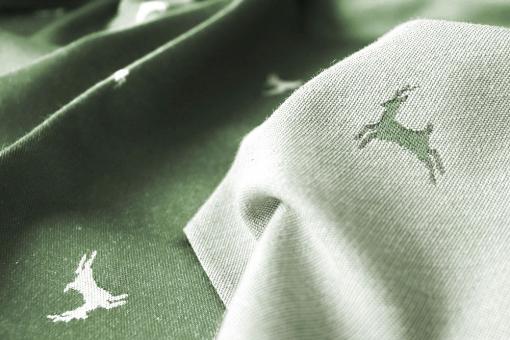 Dekostoff Jacquard beidseitig - Landhaus-Hirsche - Grün
