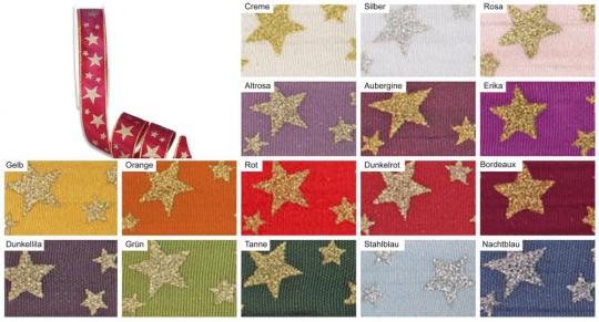 Drahtkantenband - Sternenzauber - 25 mm - 20 m-Rolle