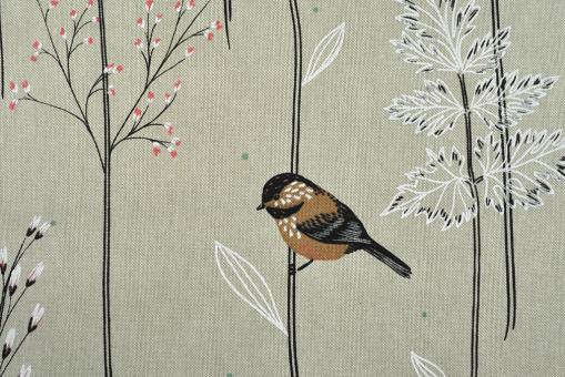 Dekostoff Leinen-Optik - Vöglein - 1,0 Meter