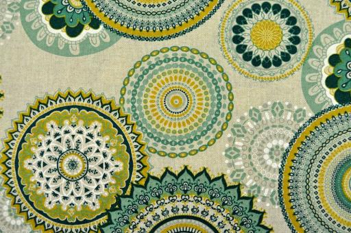 Fertig-Gardine Leinenoptik - Mandalas - a: 200 x b: 130 cm - B-Ware