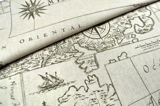Dekostoff Leinenoptik - Vintage Map
