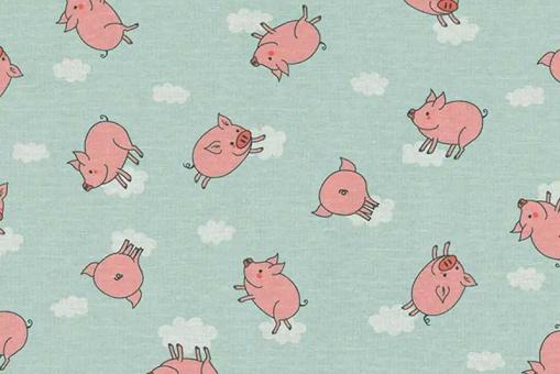 Dekostoff - Fliegende Schweine