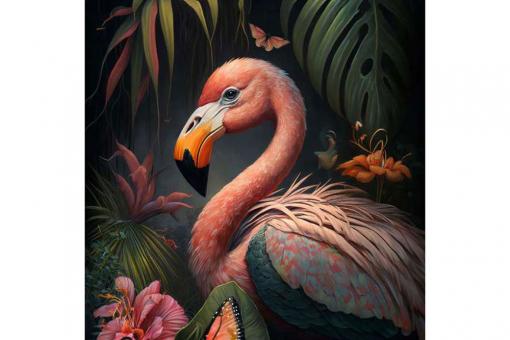 Premium-Samt - Panel - Flamingo Jungle