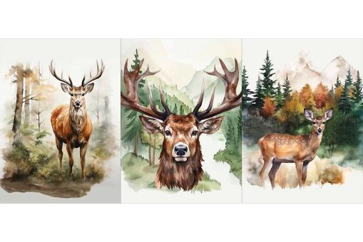 Panel - 3 Motive - Hirsch und Reh