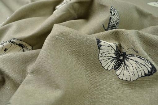 Dekostoff deluxe - Papillon - Schmetterlinge - Taupe 