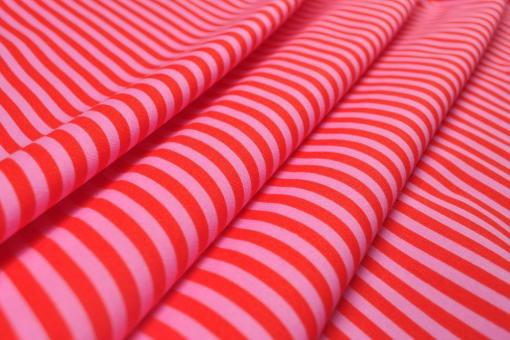 Dekostoff deluxe - Mon Ami - Streifen - 280 cm - Rot/Pink