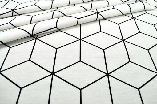 Dekostoff - Cubic Structure - Weiß/Schwarz - 2,0 Meter