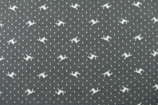 Weißwedel-Hirsch - Dekostoff Jacquard - Grau