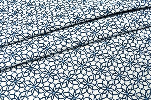 Jacquard-Dekostoff - Saint Lucia - Weiß/Blau - 280 cm