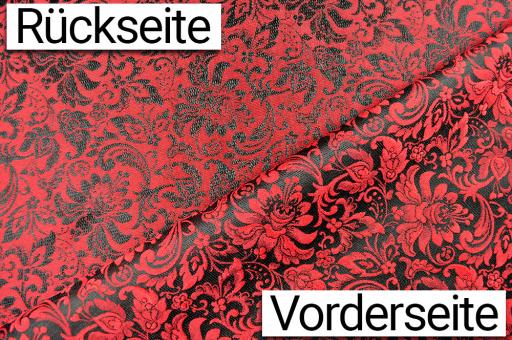 Floralia - Blüten-Jacquard zweiseitig - Rot/Schwarz