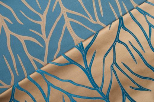 Blue Leafs - Dekostoff Jacquard