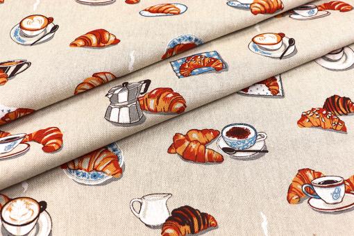 Dekostoff Leinenoptik - Croissants