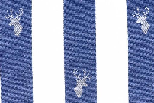 Dekostoff Jacquard - Hirsch-Streifen - Blau