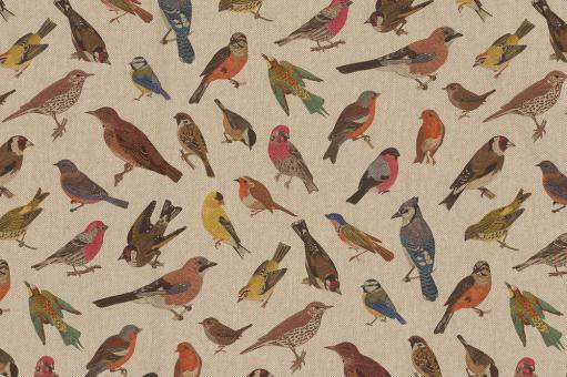 Dekostoff Leinenoptik - Vogelschar