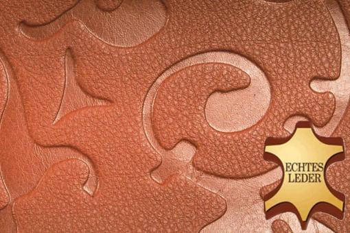 Echtleder geprägt - Barock-Ranke - ganze Haut