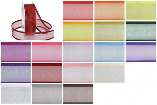 Organza/Satinband mit Drahtkante 40 mm - 25 m Rolle
