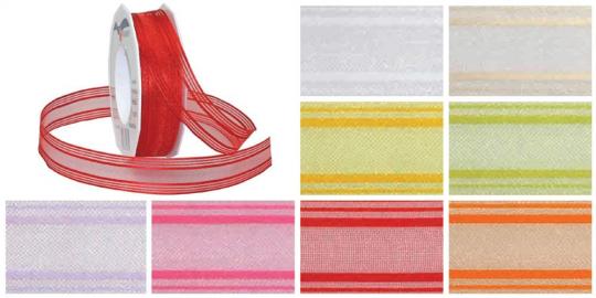Organza-Band Streifen 25 mm - 20 m Rolle