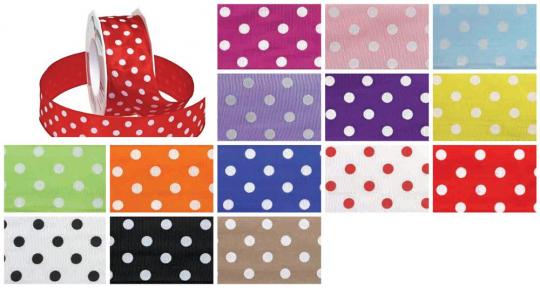 Stoffband Punkte mit Drahtkante 40mm - 20m Rolle