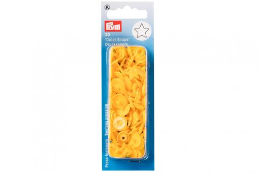 Nähfrei-Druckknöpfe - "Color Snaps" - Sterne - Gelb