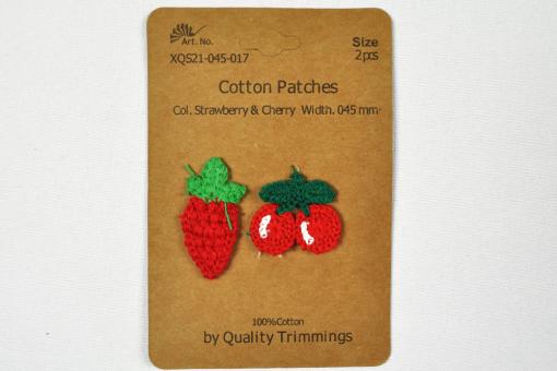 Häkelpatch - Erdbeere und Kirsche
