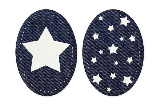 Applikation - Jeans - Sterne - 2 Stück