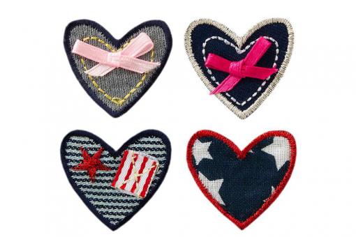 Applikation - Herzen - 4 Stück