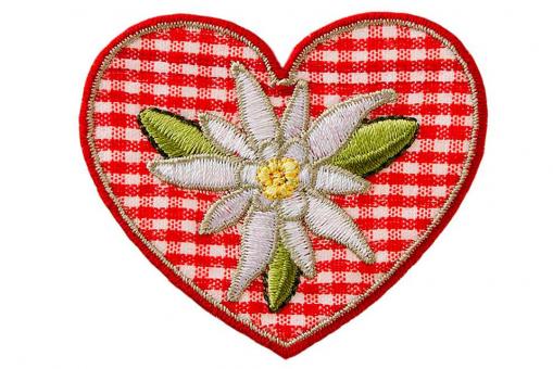 Applikation - Karo-Herz mit Edelweiß