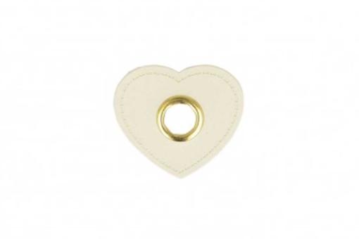 Ösen-Kunstlederpatch Herz - 4er-Pack - Creme