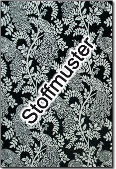 Stoffmuster: Dekostoff Zweiseitiger Jacquard - Pfauenranken - Schwarz/weiß