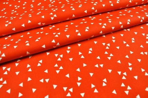 Patchwork-Stoff Léger - Dreiecke - Orange/Weiß
