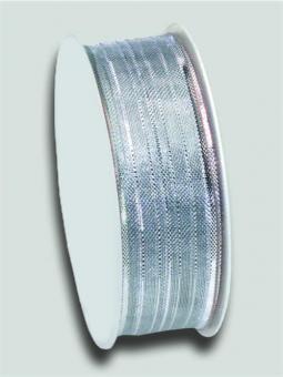 Silberband Streifen mit Draht 25 mm -20 m Rolle