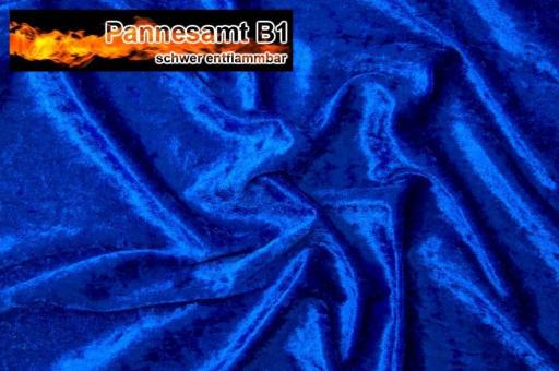 Pannesamt B1 - schwer entflammbar - Royalblau - 1,0 Meter