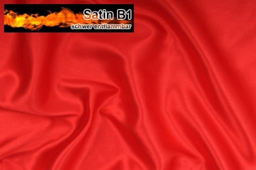 Satin B1 - schwer entflammbar - Rot - 3,0 Meter