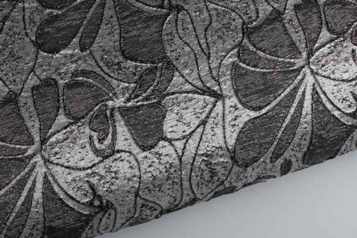 Brokat glänzend - Blumen - Schwarz