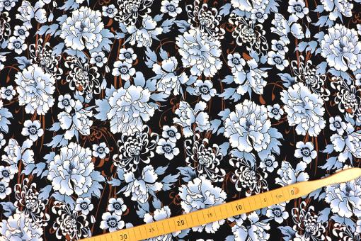 Viskosejersey - Blue Blossom - 1,0 Meter