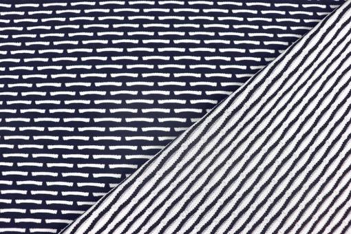 Strukturjersey - Stripe Mix - Navy/Weiß