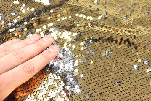 Wende-Pailletten-Stoff - Gold/Silber - B-Ware