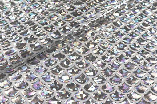 Tanzkleiderstoff Hologramm - Schuppe - Silber