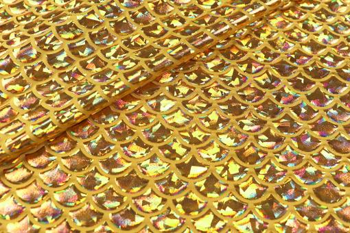 Tanzkleiderstoff Hologramm - Schuppe - Gold
