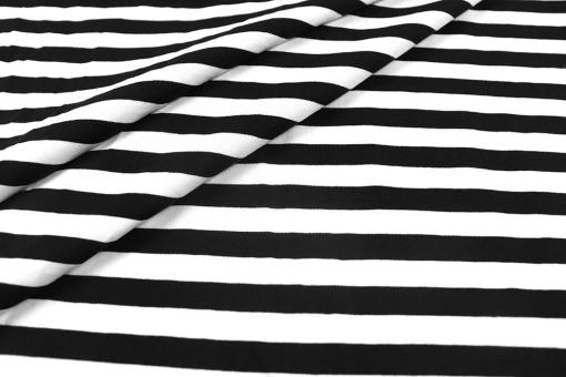 Baumwoll-Ringeljersey - Schwarz/Weiß