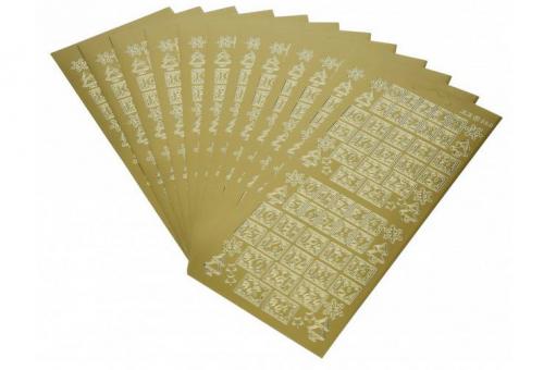 Stickerbogen - Adventskalender Zahlen - 10 x 23 cm -  - gold