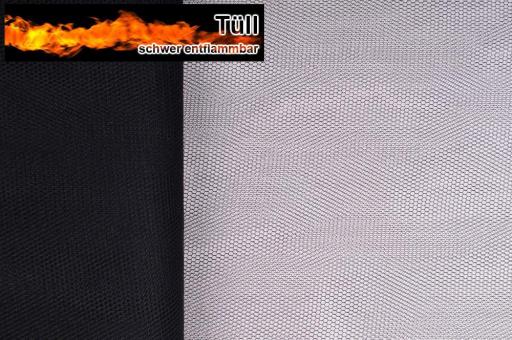 Tüll schwer entflammbar - Schwarz - 3,0 Meter
