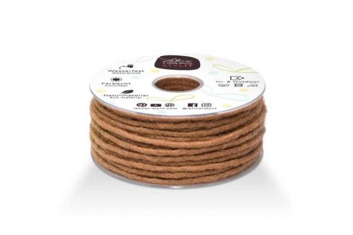 Wollkordel gefilzt - 5 mm - Jute Kern - 35 Meter Rolle