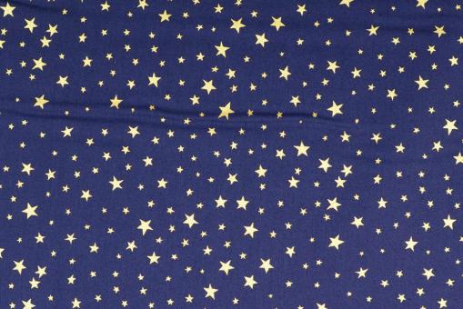 Glitzer-Weihnachtsstoff - Sterne - Nachtblau