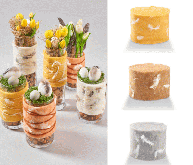 Wollfilz mit Gänsefedern - 15 cm breit - 5-m-Rolle