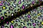 Olivgrüner Jersey mit Leoparden Tupfen in bunten Farben