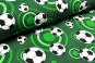 Grüner Jerseystoff mit Fußballmotiv
