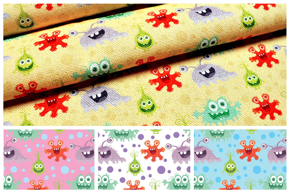 Baumwollstoff - Lustige Monster 