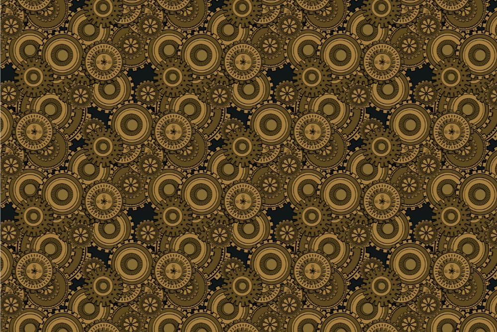 Wellness-Fleece - Steampunk Zahnrad Schwarz/Gelb